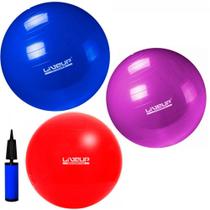 Kit Pilates com 3 Bolas Suicas Tamanhos 45 Cm + 55 Cm + 65 Cm + Mini Bomba Liveup Sports