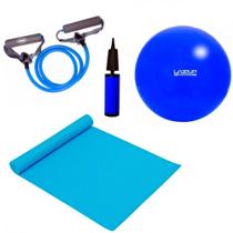 Kit Pilates com Bola 65 Cm + Bomba + Colchonete + Extensor Forte Liveup Sports