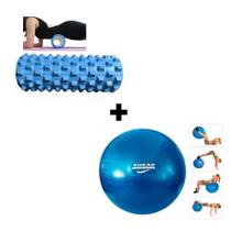 Kit Pilates Rolo de Massagem + Bola Azul Ahead Sports