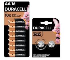 Kit Pilha Duracell AA 16un + Bateria Duracell 2032 2un