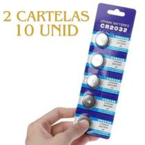 Kit Pilha Moeda Bateria 3v Modelo CR 2032 - Portão Pc Controles - 2 Cartelas Com 10 Unidades Kit Pilha Moeda Bateria 3v Modelo CR 2032 - Portão Pc Controles - 2 Cartelas Com 10 Unidades
