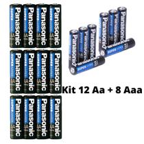 Kit Pilha Panasonic Aa 12 Un + Aaa 8 Un Comum Original Kit Pilha Panasonic Aa 12 Un + Aaa 8 Un Comum Original
