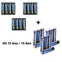 Kit Pilha Panasonic Aaa 12 Un + Aa 12 Un Comum Zinco Original