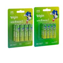 Kit Pilhas Alcalinas AA Pequena C/8 AAA Palito C/8 Elgin