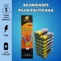 Kit Pilhas Palito AAA + Comum AA 60 Unidades Cada Caixa Cilíndrica