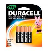 Kit pilhas palito duracell alcalina aaa com 4 unidades