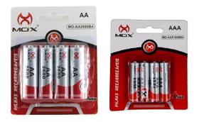 Kit Pilhas Recarregaveis 4 AA + 4 AAA Mox Xbox Microfones Controle Brinquedos