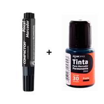 Kit Piloto + Tinta Refil Permanente Preto Bic / Jocar Office - Compactor