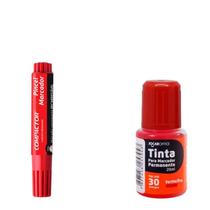 Kit Piloto + Tinta Refil Permanente Vermelho Bic / Jocar Office Kit Piloto + Tinta Refil Permanente Vermelho Bic / Jocar Office