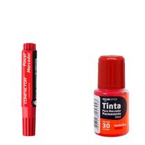 Kit Piloto + Tinta Refil Permanente Vermelho Bic / Jocar Office