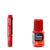 Kit Piloto + Tinta Refil Permanente Vermelho Bic / Jocar Office Kit Piloto + Tinta Refil Permanente Vermelho Bic / Jocar Office