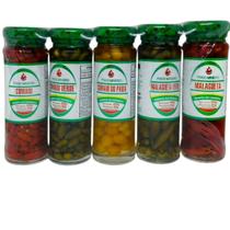 Kit Pimentas Conserva Mista 5 x 200g - Fogo Mineiro Kit Pimentas Conserva Mista 5 x 200g - Fogo Mineiro