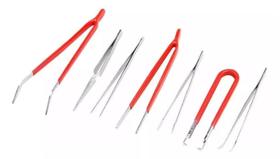 Kit Pinça 7 Peças Ótima Para Artesanato, eletrônico, relógios vermelho Kit Pinça 7 Peças Ótima Para Artesanato, eletrônico, relógios vermelho