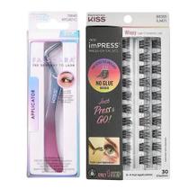 Kit Pinça + Refil Cílios Autocolantes Kiss New York Impress Wispy C/ 30 Tufos Ilm01
