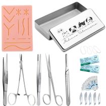 Kit Pinça Tesoura Bisturi Porta Agulha