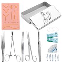 Kit Pinça Tesoura Bisturi Porta Agulha