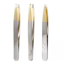 Kit Pinças Belliz Enox Ponta Reta + Ponta Diagonal + Ponta Fina C/3