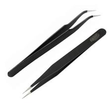 Kit Pinças de Precisão Curva e Reta - PN0001 e PN0002 - BRW Kit Pinças de Precisão Curva e Reta - PN0001 e PN0002 - BRW