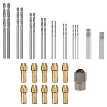 Kit Pinças Mandril E Brocas Com 36 Peças Para Micro Retífica