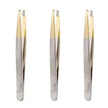 Kit Pinças Silver Gold Enox Belliz Diagonal Ref. 1701 C/3