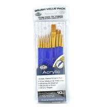 Kit Pincéis Acrylic Brush Value Pack Royal e Langnickel 10 Peças - Rset-svp1