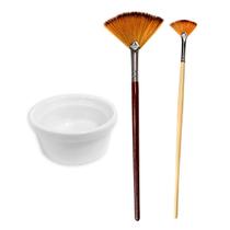 Kit Pincéis Cerdas de Seda 02, 06 e Cubeta Porcelana 40mL Estética - Ácidos, Peelings, Emoliente Trieta, Máscaras