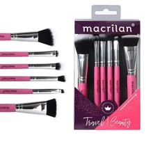 Kit Pincéis De Maquiagem 6pçs + Nécessaire KP10-2 Travel Beauty Macrilan