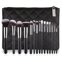 Kit Pincéis de Maquiagem com Bolsa Marrom