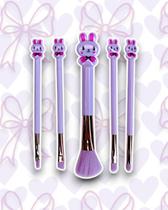 Kit Pincéis Fofos Design Coelho (5 unidades) Cor:Lilas Kit Pincéis Fofos Design Coelho (5 unidades) Cor:Lilas