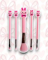 Kit Pincéis Fofos Design Coelho (5 unidades) Cor:Rosa Kit Pincéis Fofos Design Coelho (5 unidades) Cor:Rosa