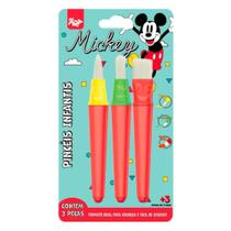 Kit Pincéis Infantis Mickey - 3 Unidades