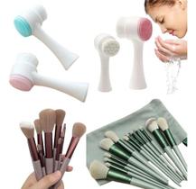Kit Pincéis Maquiagem Com 13 Peças + Escova Facial Silicone -
