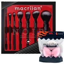 Kit Pincéis P/ Maquiagem Macrilan + Kit Trio De Esponjas EP20 Efeito Profissional