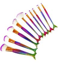 Kit Pinceis Profissional Maquiagem 10 Peças Sereia Camaleão - OEM Kit Pinceis Profissional Maquiagem 10 Peças Sereia Camaleão - OEM