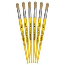 Kit Pincéis Redondos Cerda Natural Cabo Longo 6 Peças Tigre 816-20