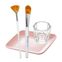 Kit Pincéis Seda Estética 06, 18 Peelings, Ácidos, Máscaras, Dapen e Apoio Bambu