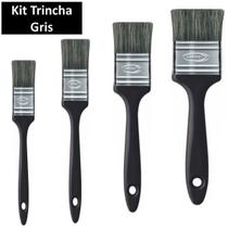 Kit Pinceis Trincha 700 Gris Qualidade Condor 4 Tamanhos Ideal para Pintura em Madeira Metal Parede Acabamento Recorte