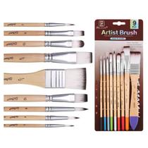 Kit Pincel 9 Pçs Artesanato Tinta Acrílica, Óleo, Aquarela Kit Pincel 9 Pçs Artesanato Tinta Acrílica, Óleo, Aquarela