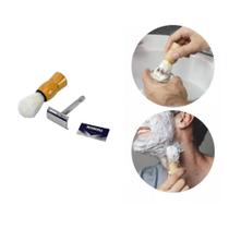 Kit Pincel Aparelho Barbear Forte Profissional Com Lâmina Kit Pincel Aparelho Barbear Forte Profissional Com Lâmina