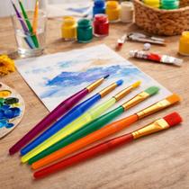 Kit Pincel Artístico com 6 Pincéis Paleta de Pintura 10 Cavidades Ideal para Escola, Artesanato e Pintura em Tela