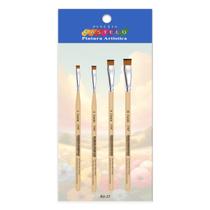 Kit Pincel Artisticos p/ Pintura Chato c/ 4 Un Castelo c547 Kit Pincel Artisticos p/ Pintura Chato c/ 4 Un Castelo c547