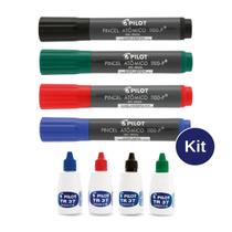 Kit Pincel Atômico 4 Cores 1100-P Recarregável Pilot + Tinta Permanente para Recarga TR 37 Kit 4 Cores Original Pilot