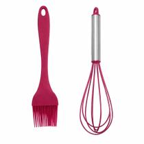 Kit Pincel Batedor Silicone Bolo Confeitaria Kit Pincel Batedor Silicone Bolo Confeitaria