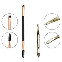 Kit Pincel Chanfrado Escovinha + Pinça Chanfrada Sobrancelha Kit Pincel Chanfrado Escovinha + Pinça Chanfrada Sobrancelha