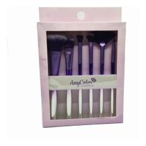 Kit Pincel De Maquiagem Anycolor 6 Pcs Purple/silver