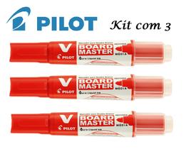 Kit Pincel De Quadro Branco Recarregável Pilot Vermelha c/ 3