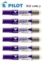 Kit Pincel De Quadro Branco Recarregável Pilot Violeta com 6