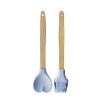 Kit pincel e colher coração de silicone com cabo de bambu c/ 2 pçs Kit pincel e colher coração de silicone com cabo de bambu c/ 2 pçs