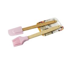 Kit pincel e espatula de silicone com cabo de bambu c/ 2 pçs