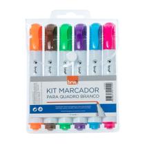 Kit Pincel Marcador de Quadro Branco Lousa Flip Chart Colorido 6 cores BRW